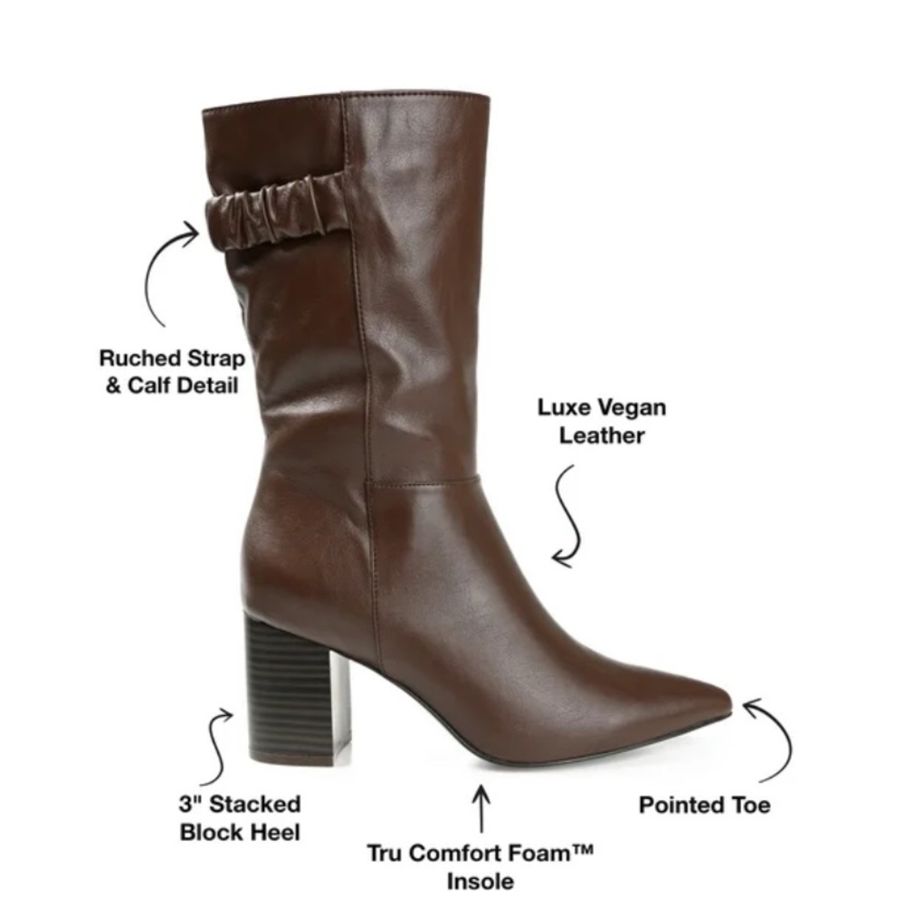 Journee Womens Wilo Stacked Heel Mid Calf Boots